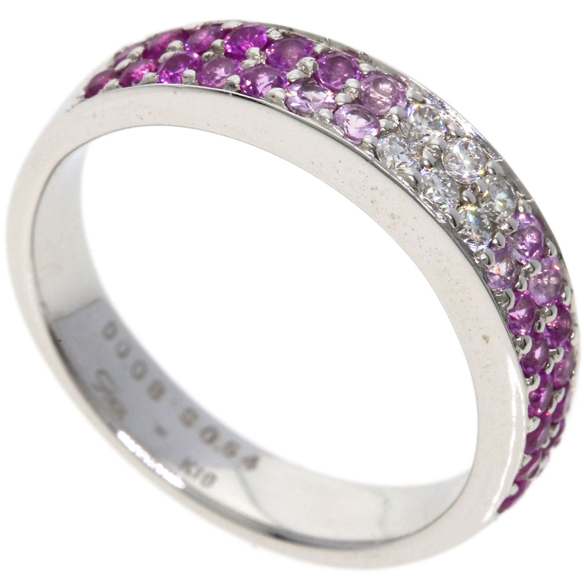 STAR JEWELRY Pink Sapphire Diamond Ring K18 White Gold Ladies [Used]
