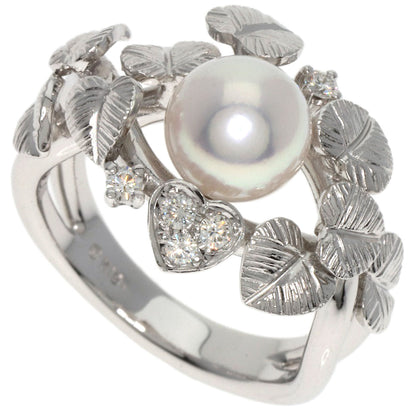 MIKIMOTO Pearl Pearl Diamond Ring K18 White Gold Ladies [Used]