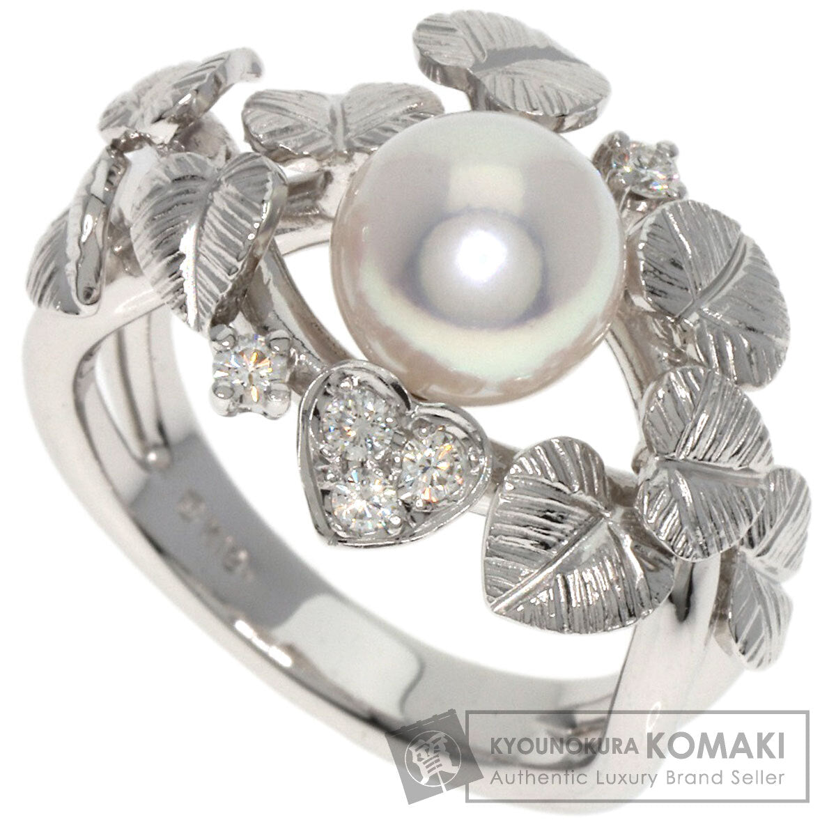 MIKIMOTO Pearl Pearl Diamond Ring K18 White Gold Ladies [Used]