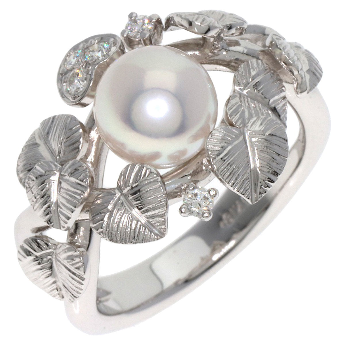 MIKIMOTO Pearl Pearl Diamond Ring K18 White Gold Ladies [Used]