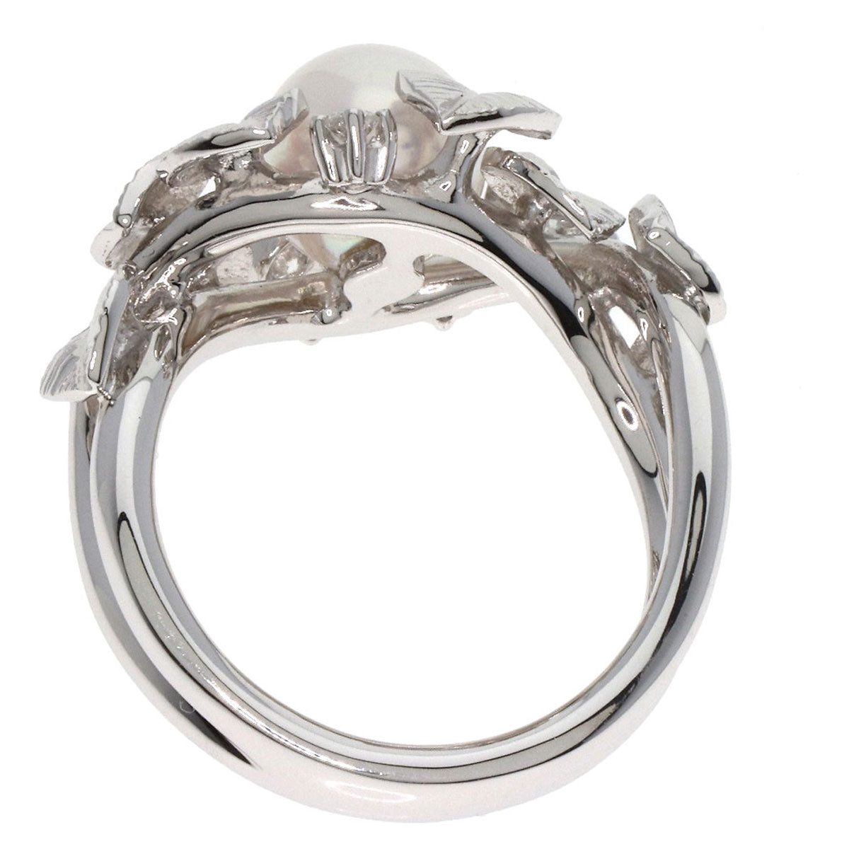 MIKIMOTO Pearl Pearl Diamond Ring K18 White Gold Ladies [Used]