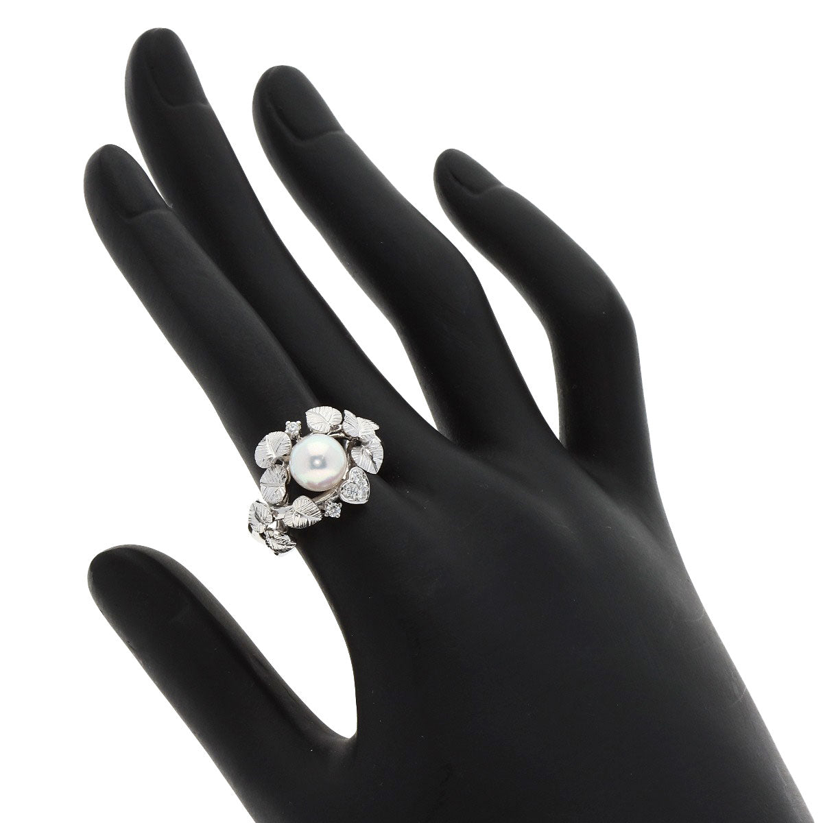 MIKIMOTO Pearl Pearl Diamond Ring K18 White Gold Ladies [Used]