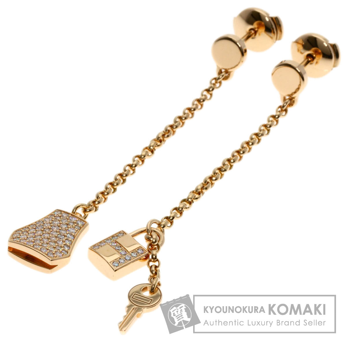 HERMES Kelly Clochette Diamond earring K18 Pink Gold Ladies [Used]
