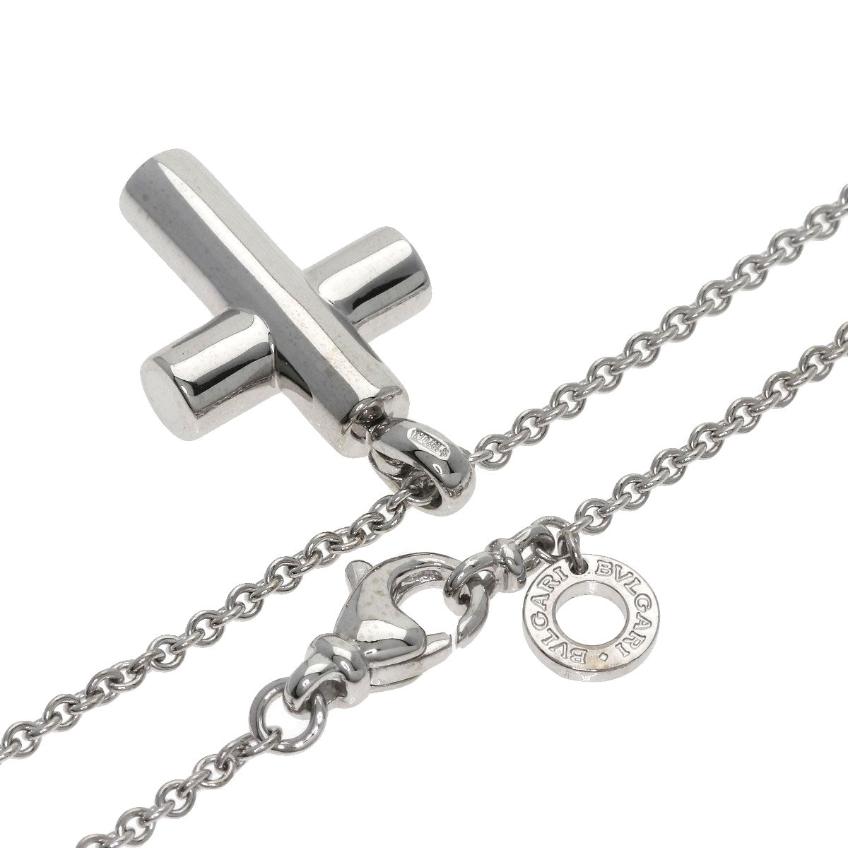 BVLGARI   Necklace Latin Cross K18 White Gold Ladies