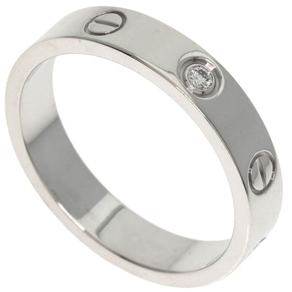 CARTIER Mini love ring 1P Diamond #55 Ring K18 White Gold Ladies [Used]