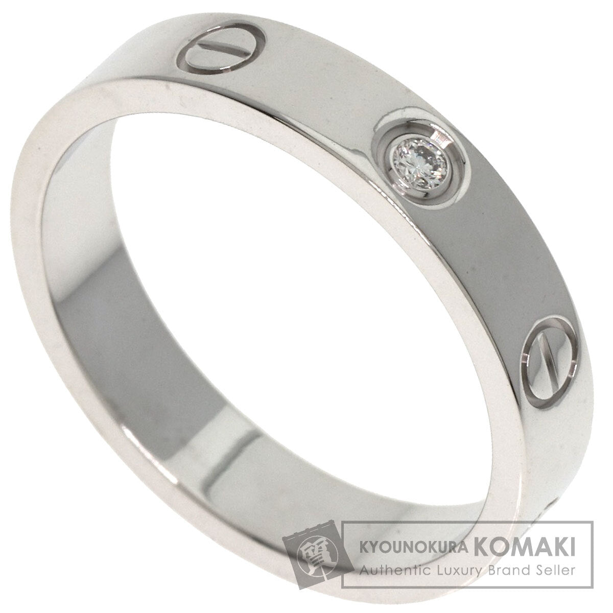 CARTIER Mini love ring 1P Diamond #55 Ring K18 White Gold Ladies [Used]