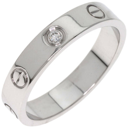 CARTIER Mini love ring 1P Diamond #55 Ring K18 White Gold Ladies [Used]