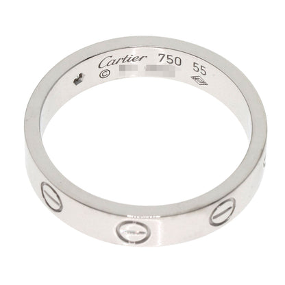 CARTIER Mini love ring 1P Diamond #55 Ring K18 White Gold Ladies [Used]