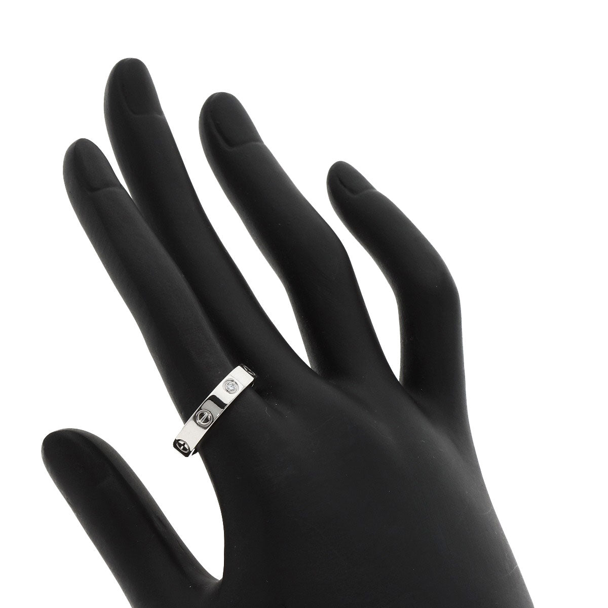 CARTIER Mini love ring 1P Diamond #55 Ring K18 White Gold Ladies [Used]