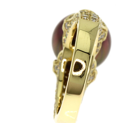 1.3ct Pearl Pearl Diamond Ring K18 Yellow Gold  8.47g�@Ladies