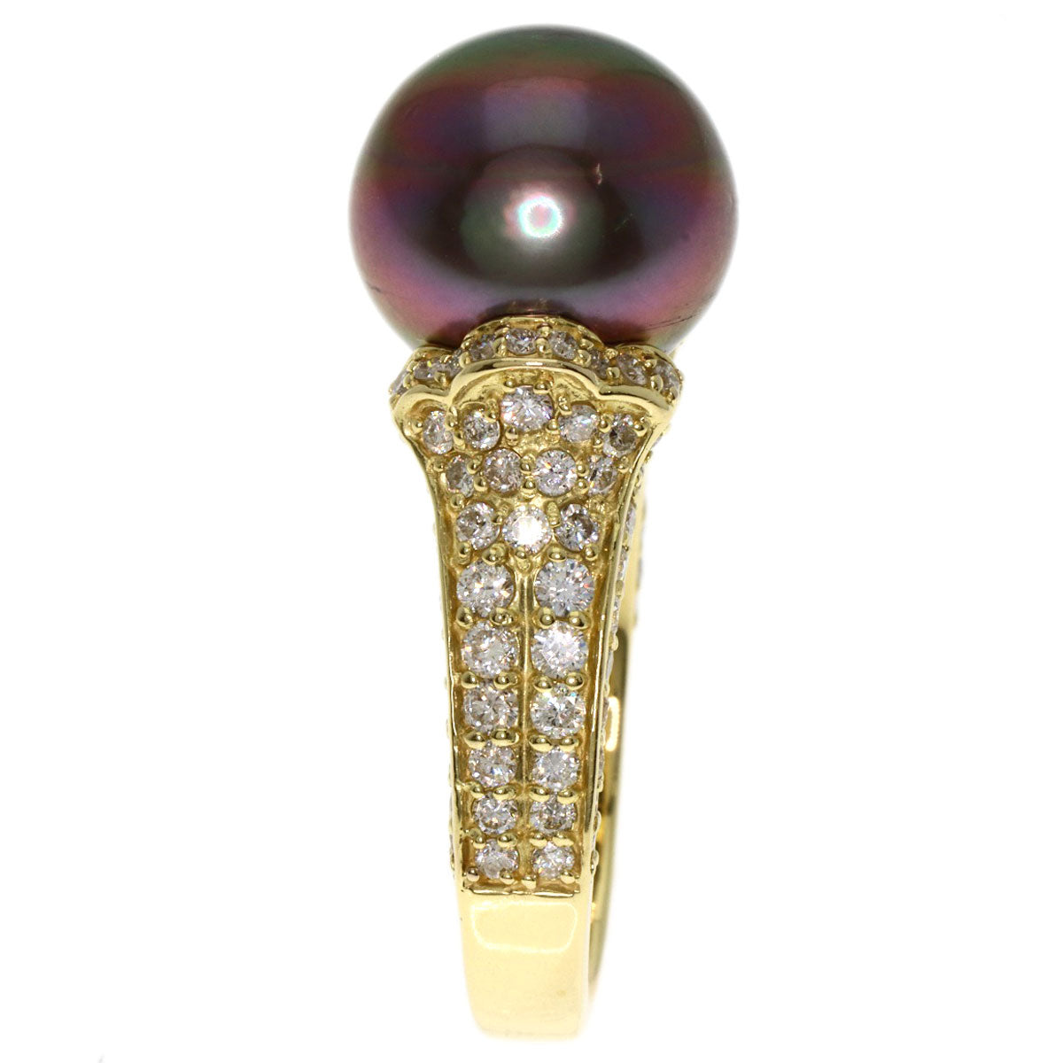 1.3ct Pearl Pearl Diamond Ring K18 Yellow Gold  8.47g�@Ladies