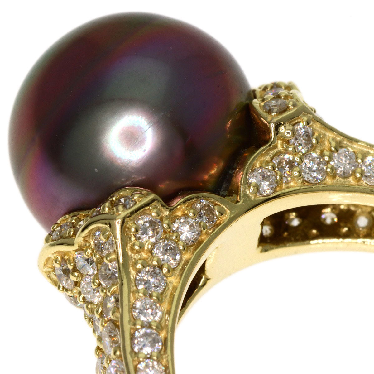 1.3ct Pearl Pearl Diamond Ring K18 Yellow Gold  8.47g�@Ladies