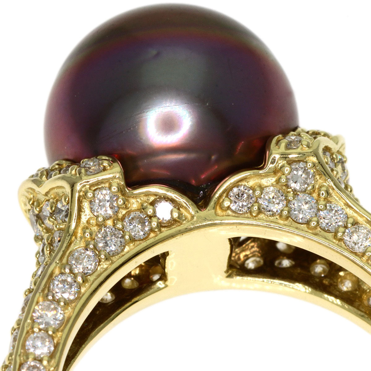 1.3ct Pearl Pearl Diamond Ring K18 Yellow Gold  8.47g�@Ladies