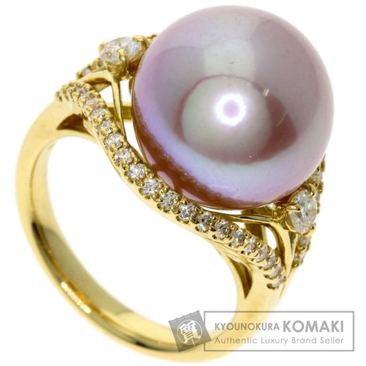 0.5ct Pearl Pearl Diamond Ring K18 Yellow Gold 9.5g　Ladies