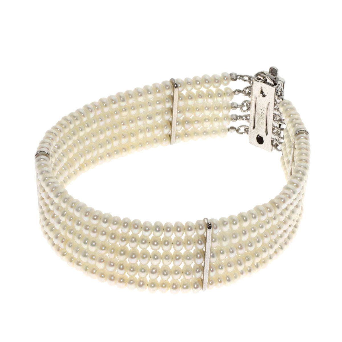Freshwater Pearl Pearl 5 strands Bracelet Silver 925 21.4g　Ladies