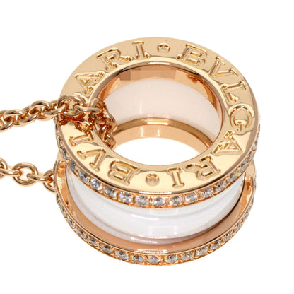 BVLGARI B.zero1 White Ceramic Diamond Necklace K18 Pink Gold Ladies [Used]