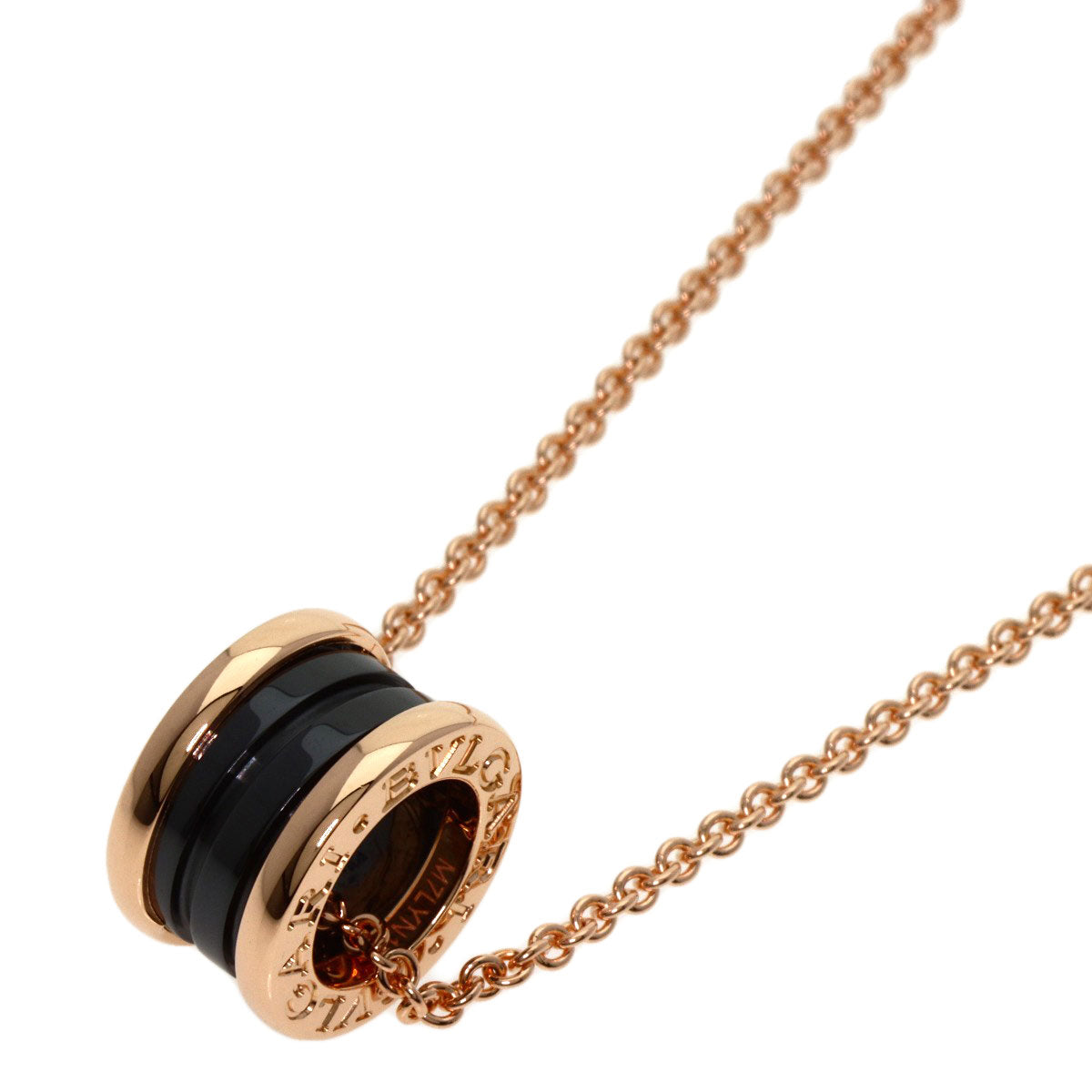 BVLGARI B.zero1 Black Ceramic Necklace K18 Pink Gold Ladies [Used]
