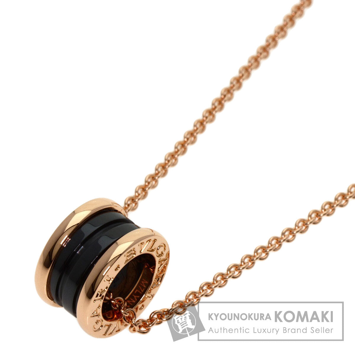 BVLGARI B.zero1 Black Ceramic Necklace K18 Pink Gold Ladies [Used]