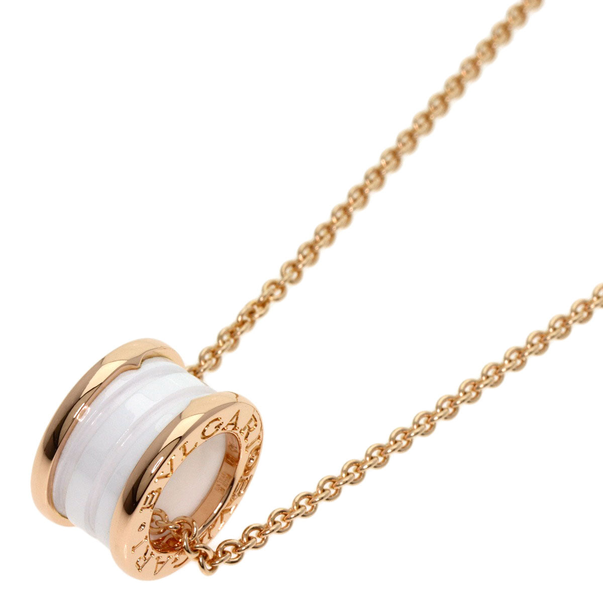 BVLGARI B.zero1 White Ceramic Necklace K18 Pink Gold Ladies [Used]
