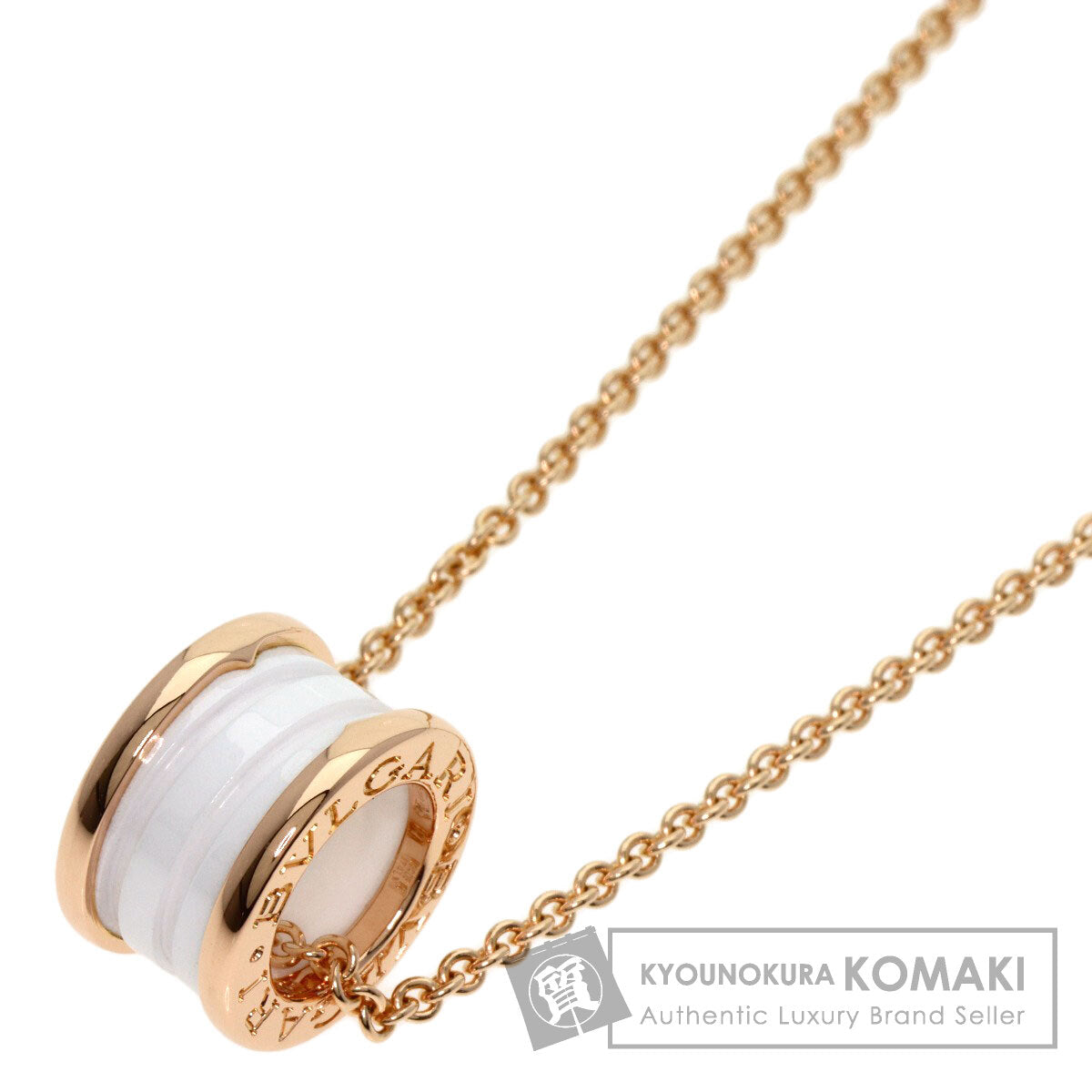 BVLGARI B.zero1 White Ceramic Necklace K18 Pink Gold Ladies [Used]