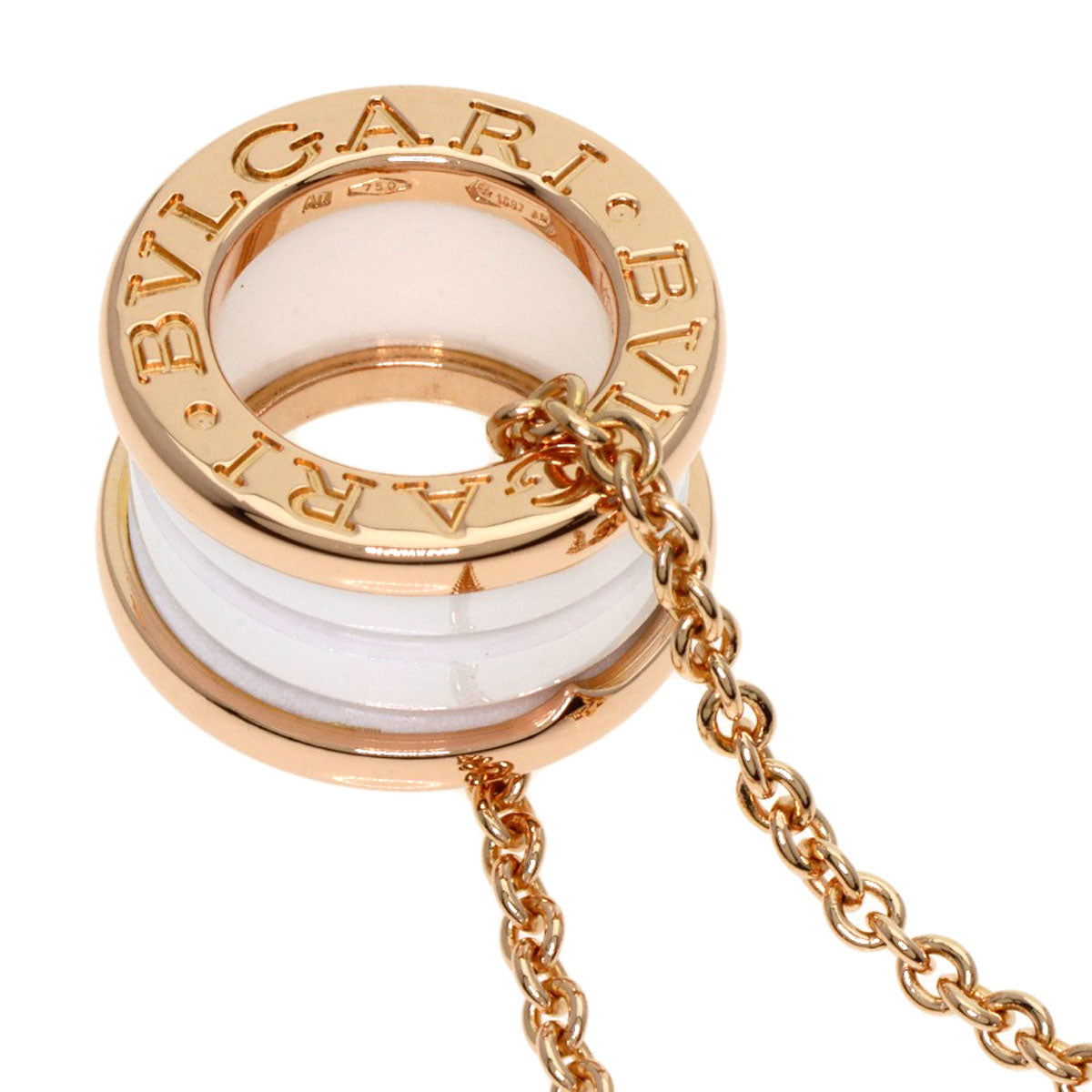 BVLGARI B.zero1 White Ceramic Necklace K18 Pink Gold Ladies [Used]
