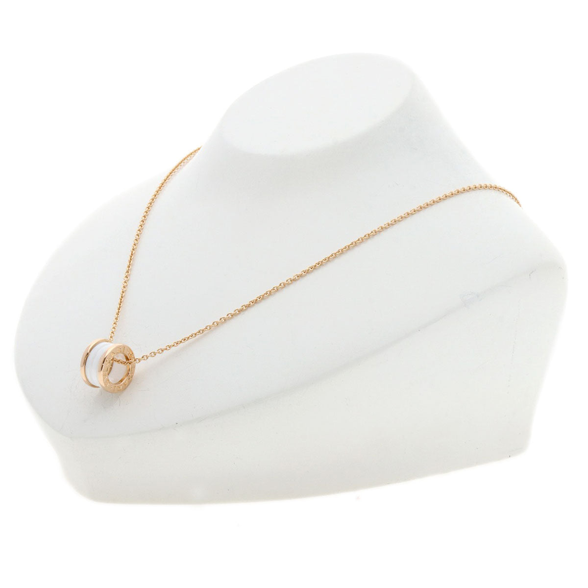 BVLGARI B.zero1 White Ceramic Necklace K18 Pink Gold Ladies [Used]