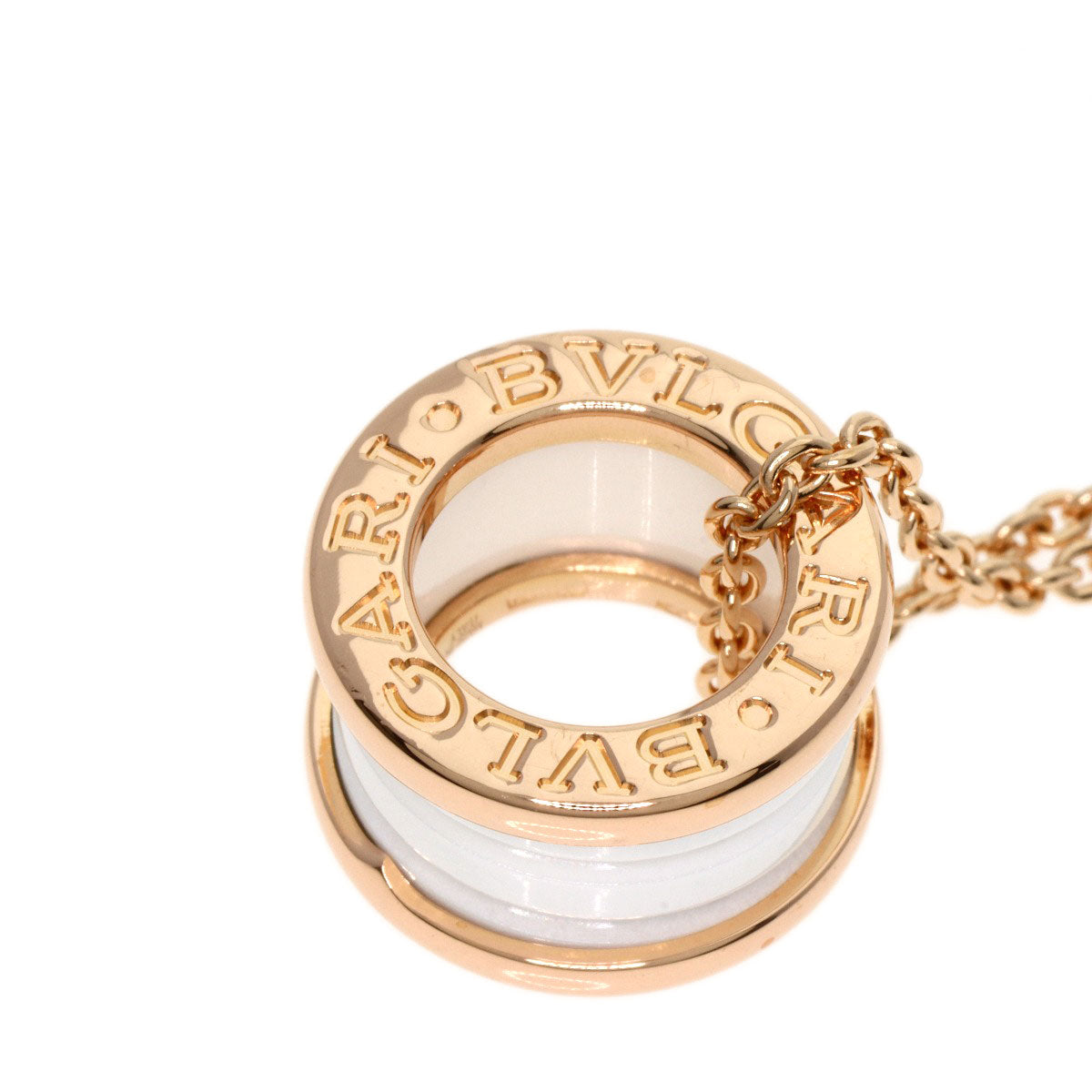 BVLGARI B.zero1 White Ceramic Necklace K18 Pink Gold Ladies [Used]