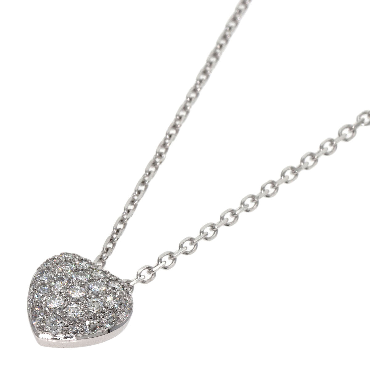 CARTIER Heart Pave Diamond Necklace K18 White Gold Ladies [Used]
