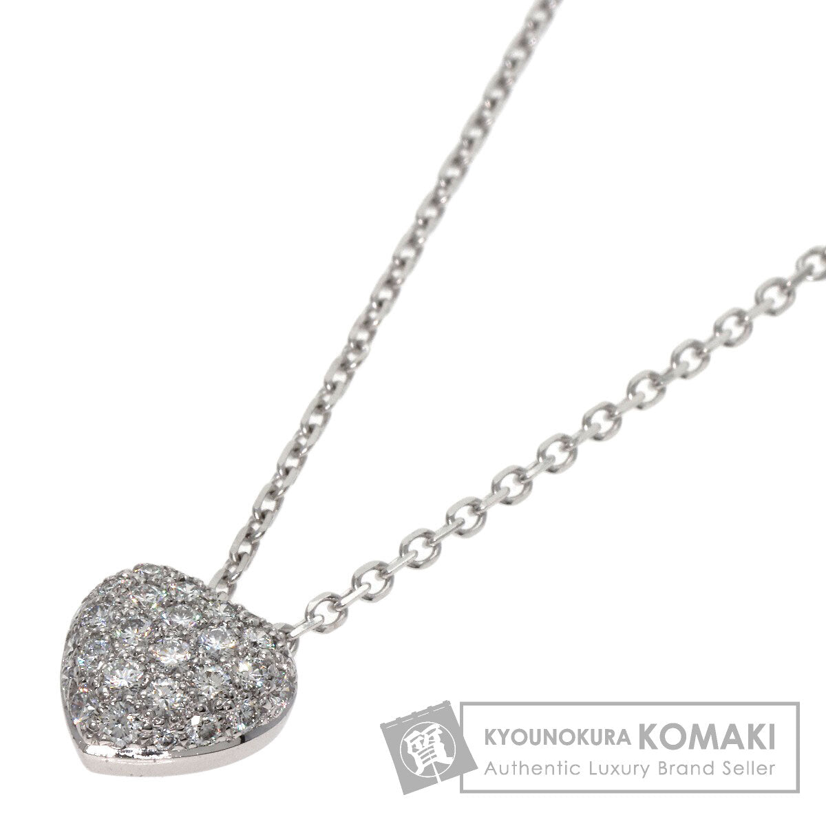 CARTIER Heart Pave Diamond Necklace K18 White Gold Ladies [Used]