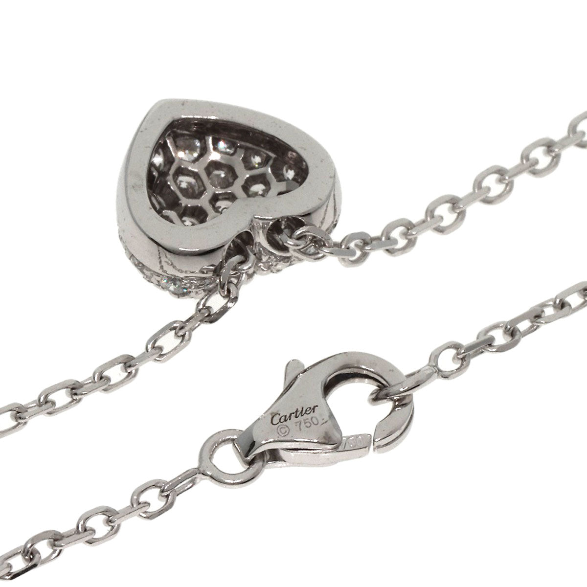 CARTIER Heart Pave Diamond Necklace K18 White Gold Ladies [Used]