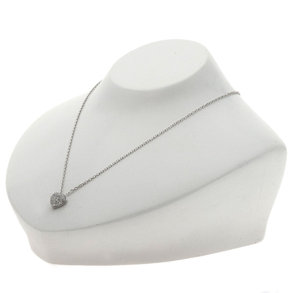 CARTIER Heart Pave Diamond Necklace K18 White Gold Ladies [Used]