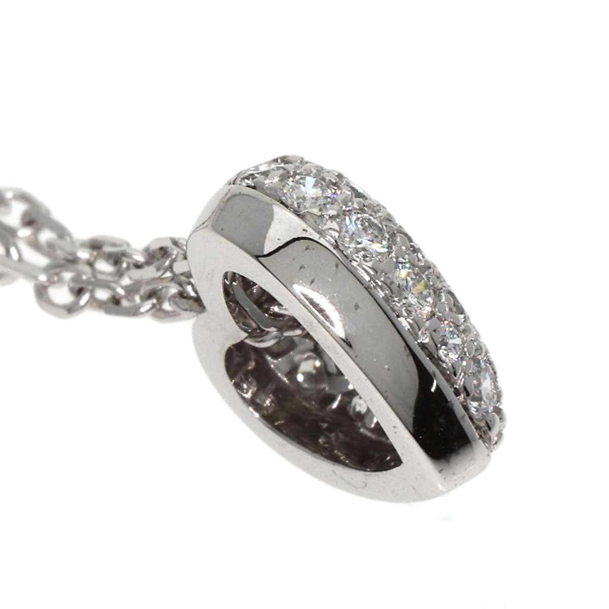 CARTIER Heart Pave Diamond Necklace K18 White Gold Ladies [Used]