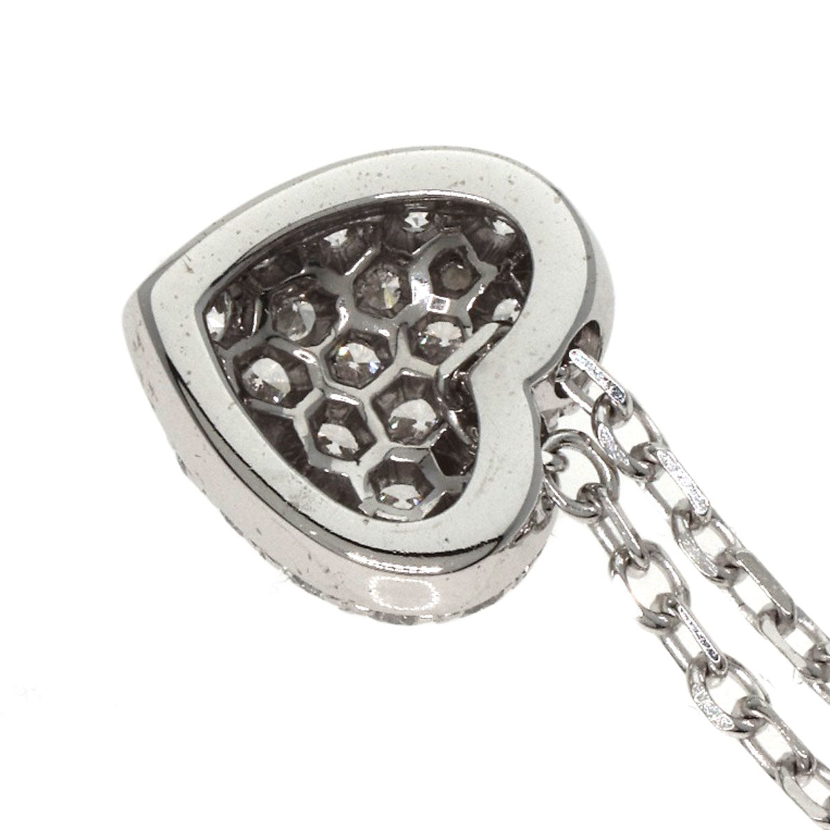 CARTIER Heart Pave Diamond Necklace K18 White Gold Ladies [Used]