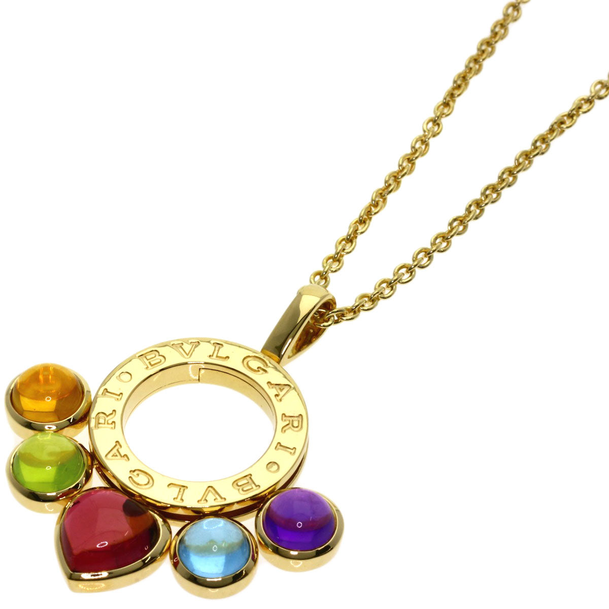 BVLGARI allegra multicolor stone Necklace K18 Yellow Gold Ladies [Used]