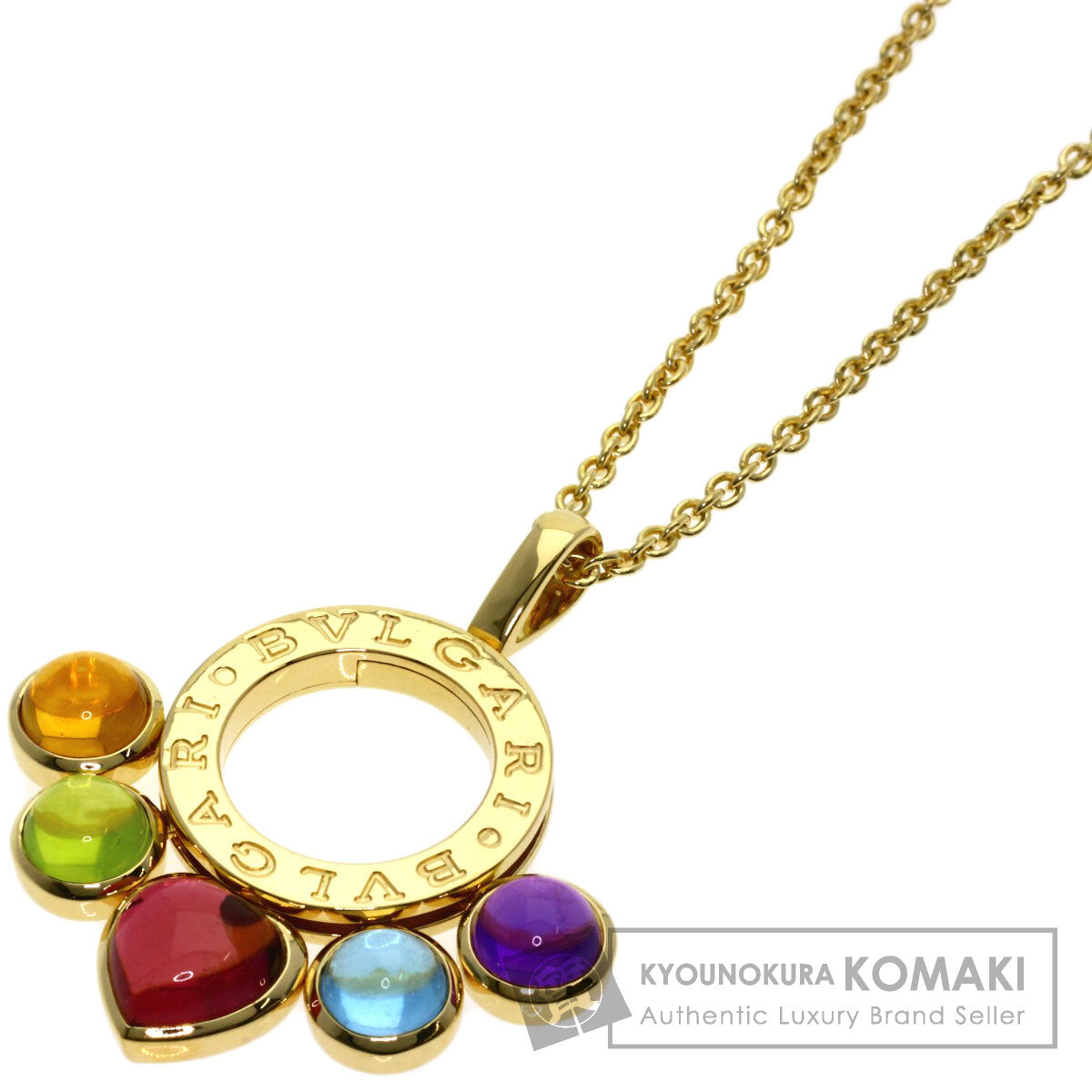 BVLGARI allegra multicolor stone Necklace K18 Yellow Gold Ladies [Used]