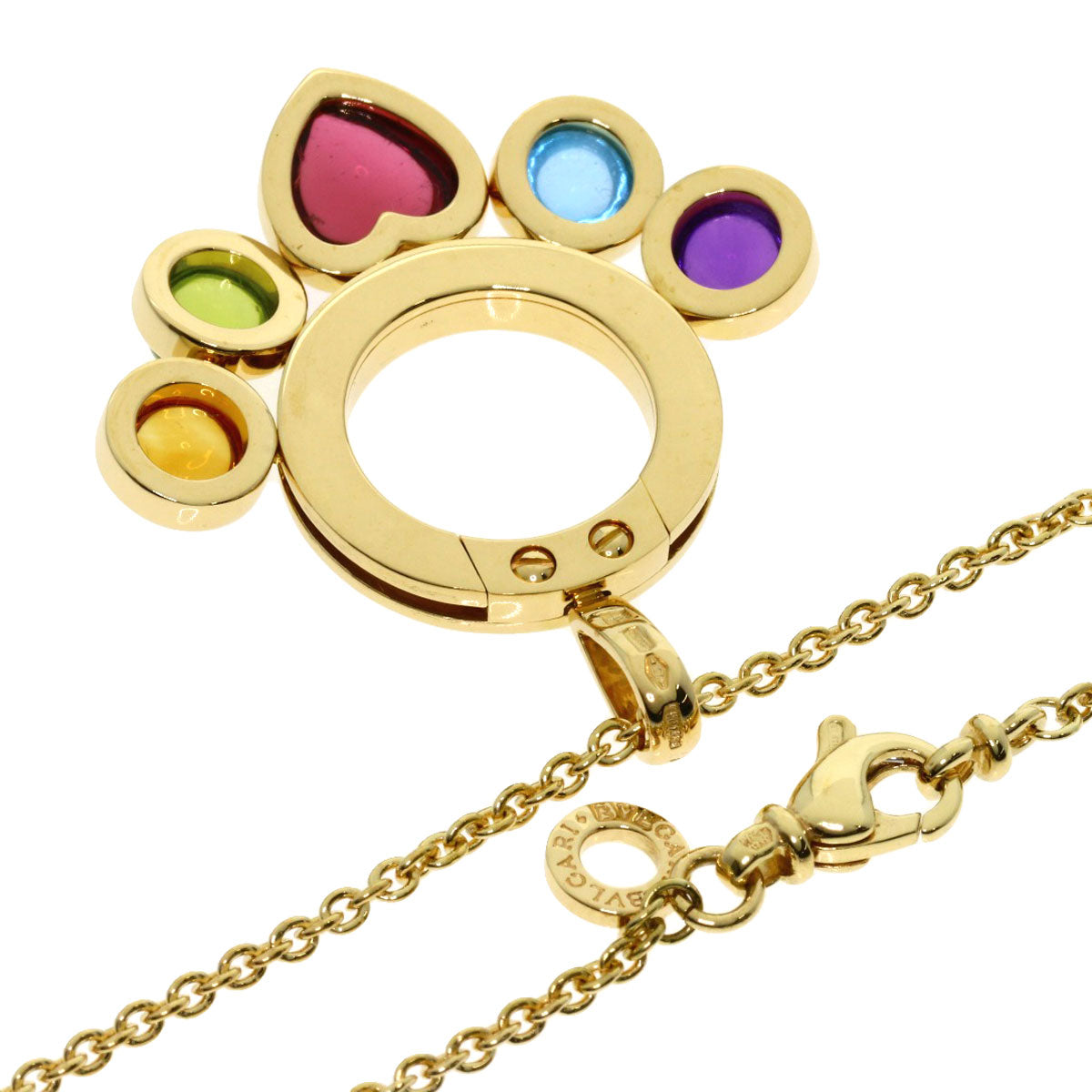 BVLGARI allegra multicolor stone Necklace K18 Yellow Gold Ladies [Used]