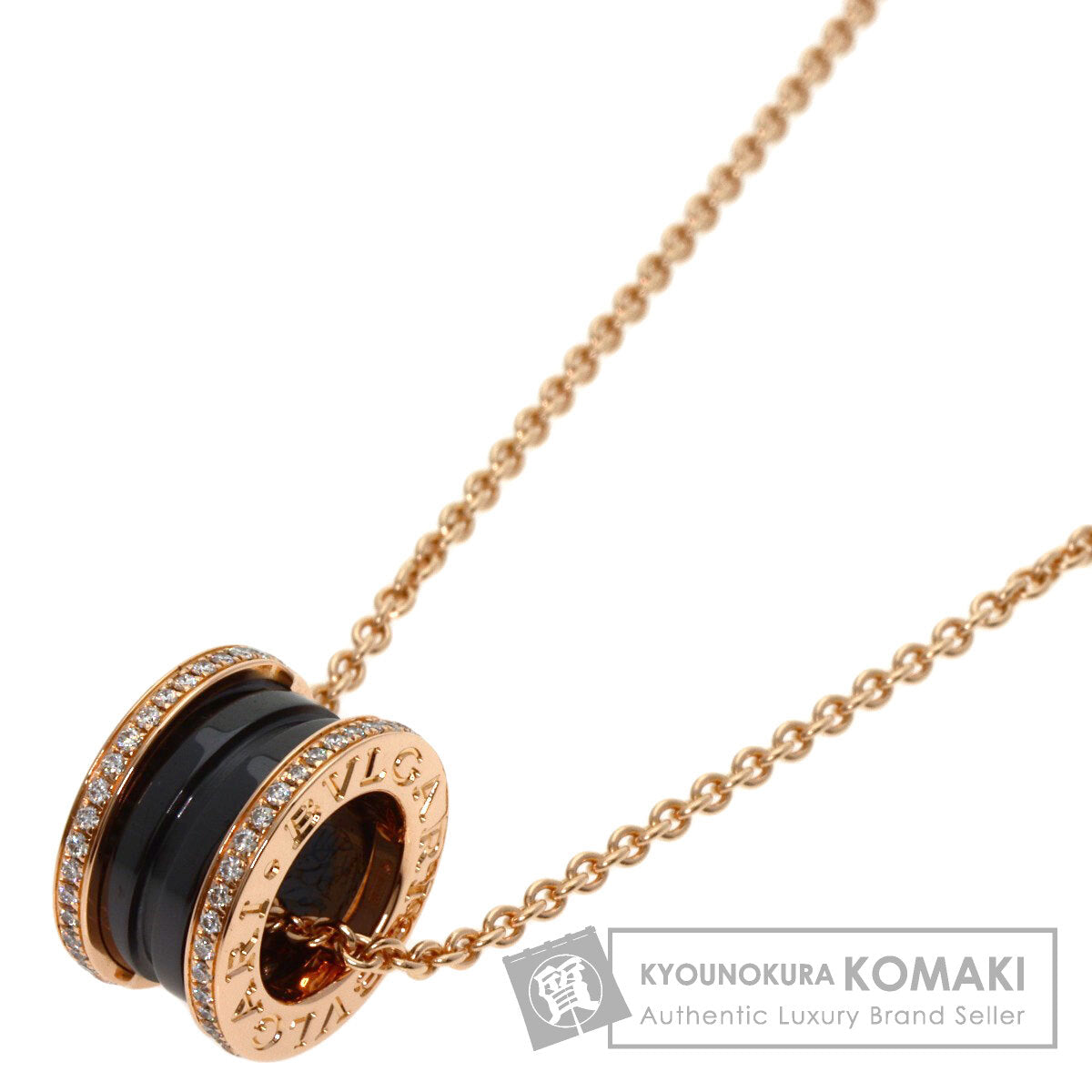 BVLGARI B.zero1 Black Ceramic Diamond Necklace K18 Pink Gold Ladies [Used]