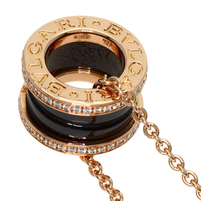 BVLGARI B.zero1 Black Ceramic Diamond Necklace K18 Pink Gold Ladies [Used]