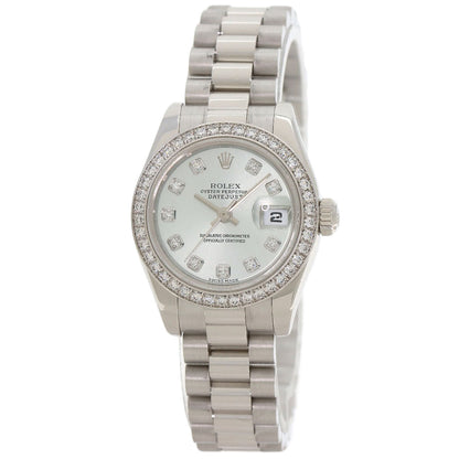 ROLEX Datejust 10P Bezel Diamond Ice Blue Watches 179136G Platinum/PT Ladies