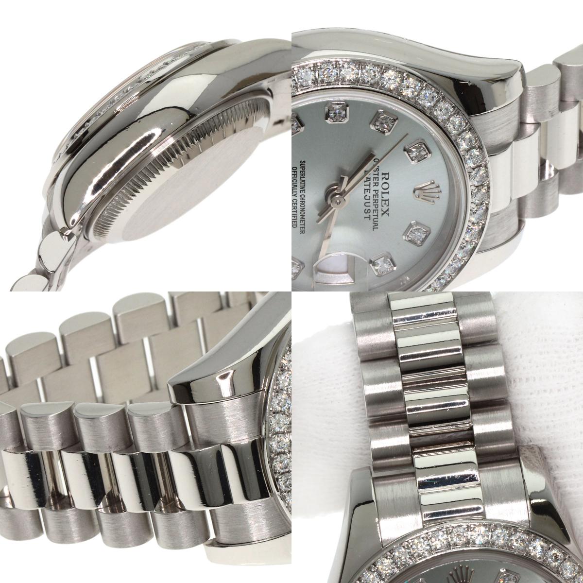 ROLEX Datejust 10P Bezel Diamond Ice Blue Watches 179136G Platinum/PT Ladies