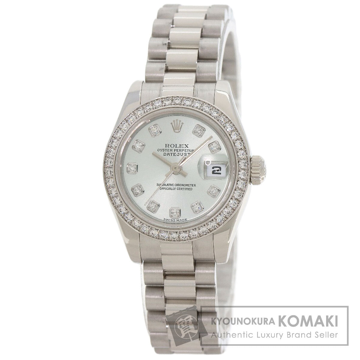 ROLEX Datejust 10P Bezel Diamond Ice Blue Watches 179136G Platinum/PT Ladies