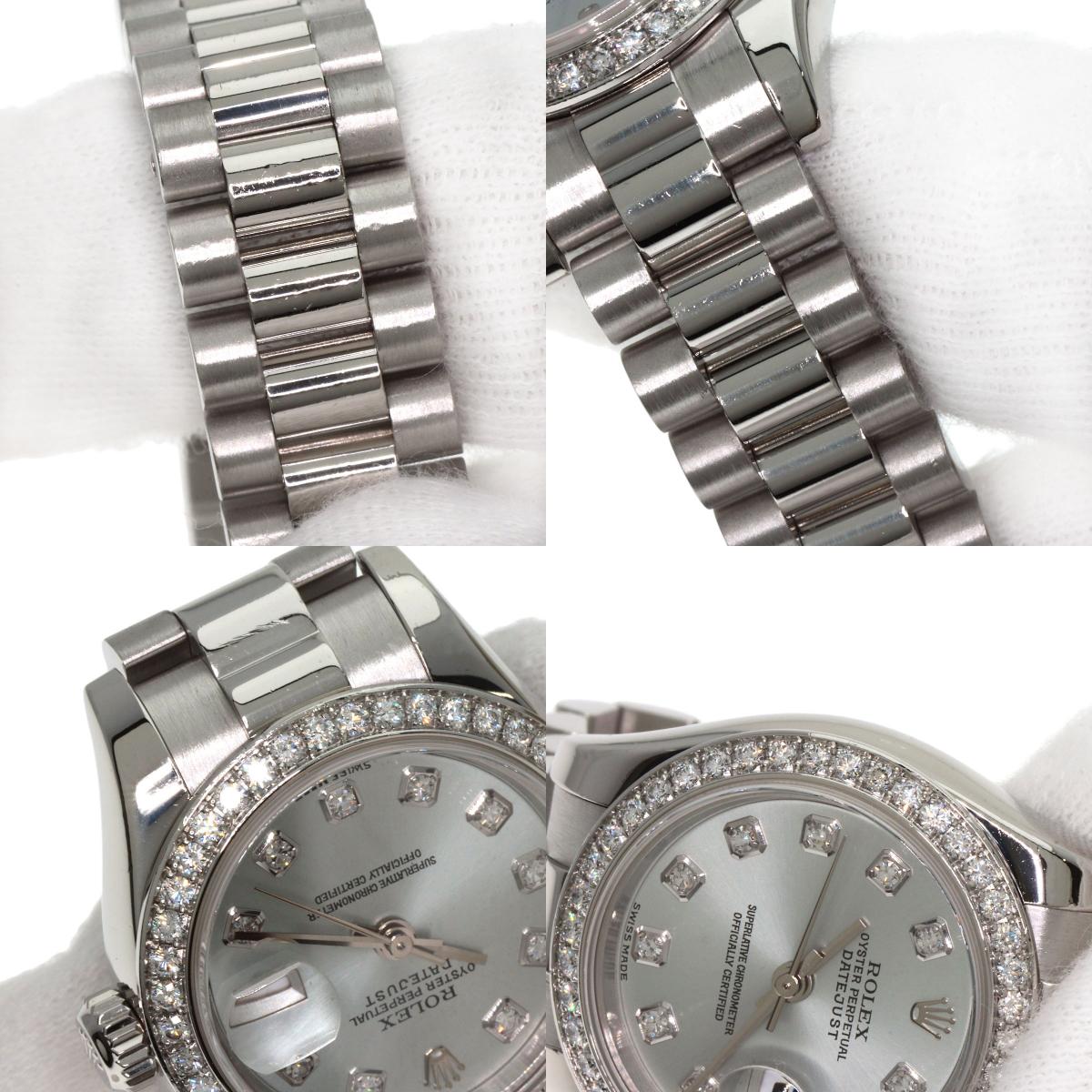 ROLEX Datejust 10P Bezel Diamond Ice Blue Watches 179136G Platinum/PT Ladies