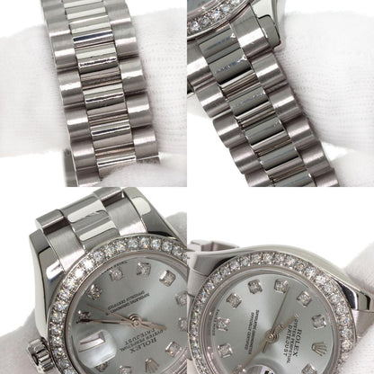 ROLEX Datejust 10P Bezel Diamond Ice Blue Watches 179136G Platinum/PT Ladies
