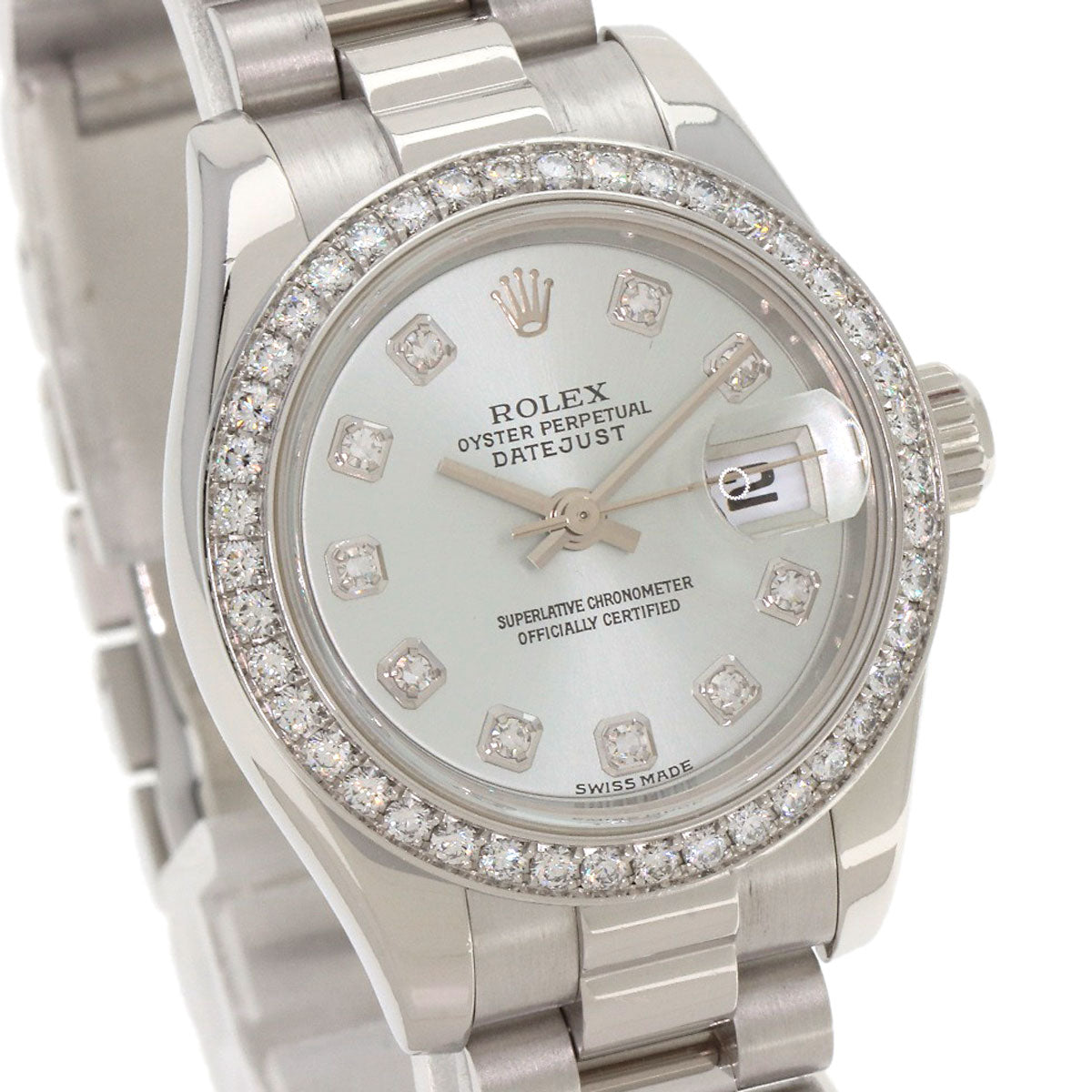 ROLEX Datejust 10P Bezel Diamond Ice Blue Watches 179136G Platinum/PT Ladies