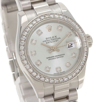 ROLEX Datejust 10P Bezel Diamond Ice Blue Watches 179136G Platinum/PT Ladies