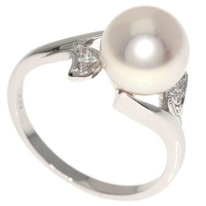 MIKIMOTO Leaf Akoya Pearl Pearl Diamond Ring Platinum PT900 Ladies [Used]
