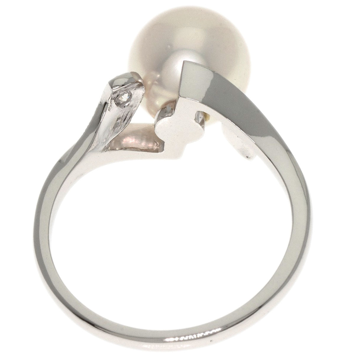 MIKIMOTO Leaf Akoya Pearl Pearl Diamond Ring Platinum PT900 Ladies [Used]