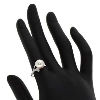 MIKIMOTO Leaf Akoya Pearl Pearl Diamond Ring Platinum PT900 Ladies [Used]