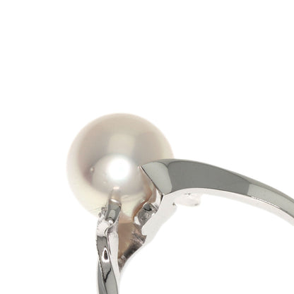 MIKIMOTO Leaf Akoya Pearl Pearl Diamond Ring Platinum PT900 Ladies [Used]