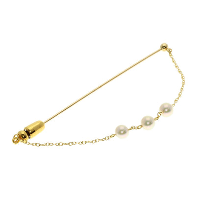 MIKIMOTO Akoya Pearl Pin Brooch Brooch K18 Yellow Gold Ladies [Used]